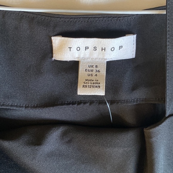 Topshop black cowl neck cami tank top with tie straps, size 4 - Picture 3 of 5